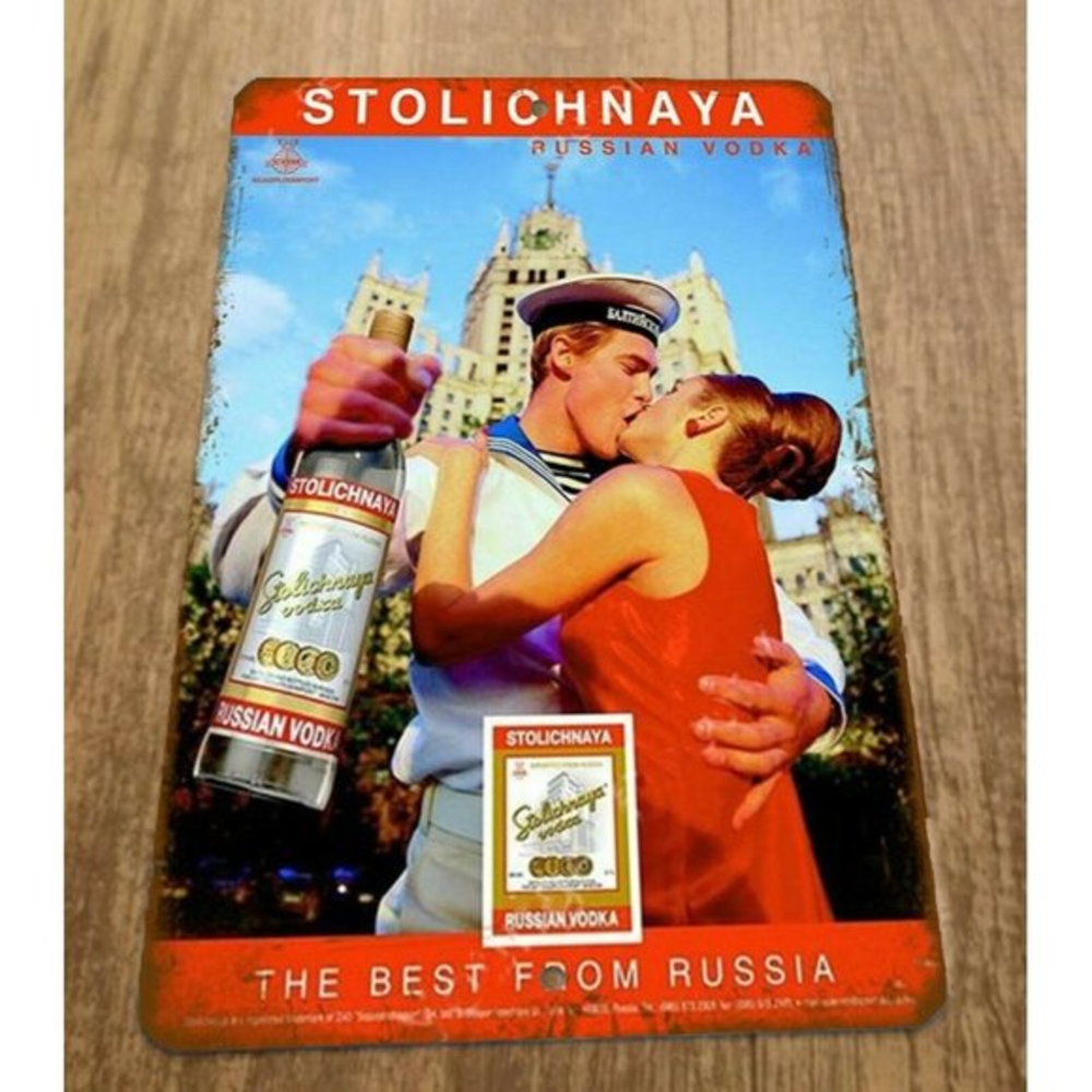 Stolichnaya Vodka Ad The Best From Russia‎ 8x12 Metal Wall Sign